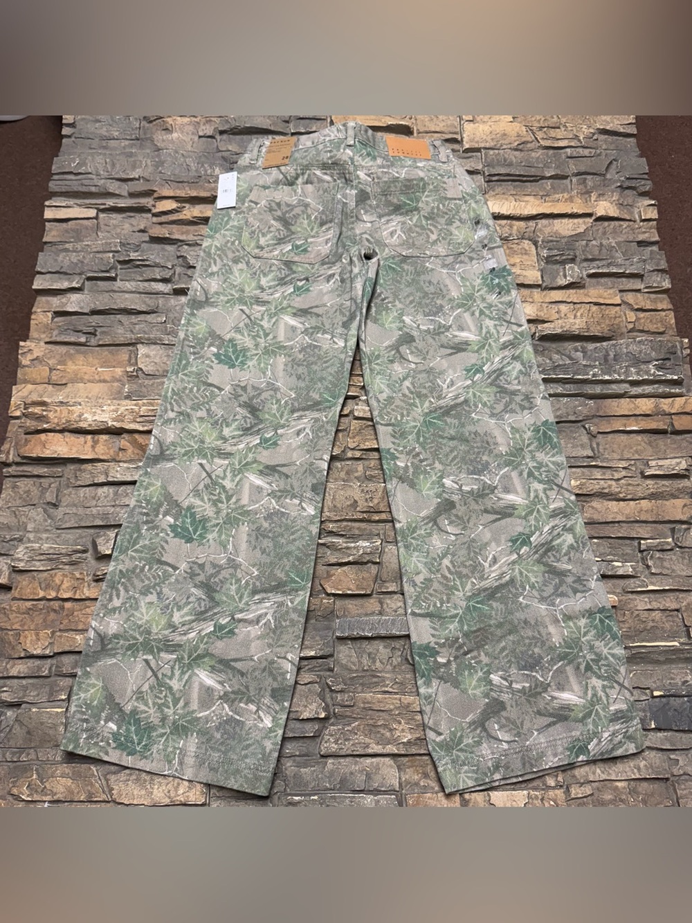 NEW PacSun Casey Low Rise Baggy Jeans Womens 28 Green Camo Wide Leg Relaxed NWT